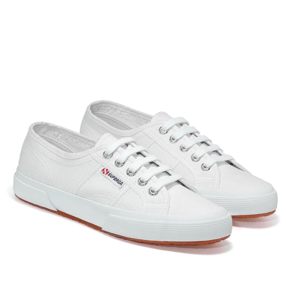 NWOT Superga White Canvas Sneakers with Brown Gum Sole